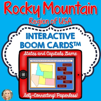 Preview of Rocky Mountain Region U.S. States and Capitals Boom Cards, Geography, Map Skills