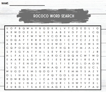 Preview of Rococo Art Word Search