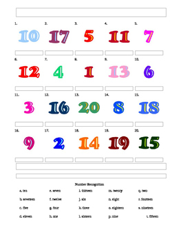 Rocogning Number by I Sell Educational Worksheets | TPT