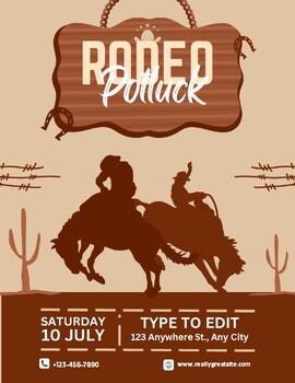 Preview of Rodeo Potluck Breakfast  (4) Flyers  Fully Customize your Flyer Ready to Edit!