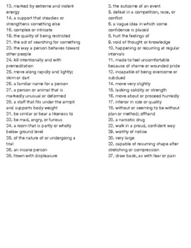 Rodman Philbrick “Freak The Mighty” Chapters 1-5 Vocabulary Crossword