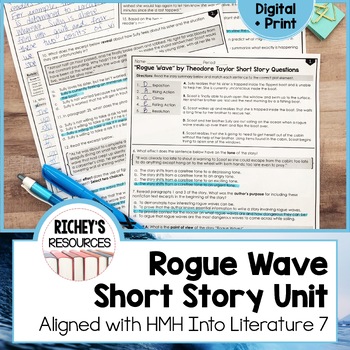Preview of Rogue Wave Short Story Unit Aligned with HMH 7 Digital and Print
