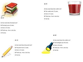 Preview of Role Play Script for Purchasing Household Objects (cents)