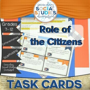 Preview of Civic Engagement | Differentiated Task Cards and Notes | Civic Participation