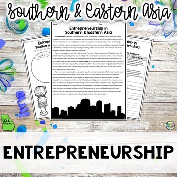 Preview of Role of Entrepreneurship in Southern & Eastern Asia Reading Packet (SS7E9e) GSE