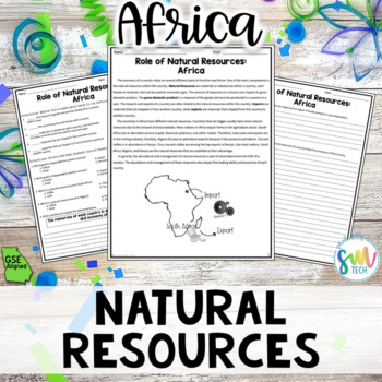 Preview of Role of Natural Resources in Africa Reading Packet (SS7E3, SS7E3d) GSE Aligned