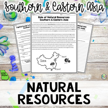 Preview of Role of Natural Resources in Southern & Eastern Asia Reading Packet (SS7E9d) GSE
