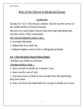 Preview of Role of the Church in Medieval Europe - Full Study Guide Summary Overview