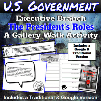 Preview of Executive Branch | Role of the President | Job of President | Gallery Walk