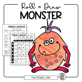 Preview of Roll A Monster Drawing Game • Halloween Art Activity • Elementary Art Sub Lesson