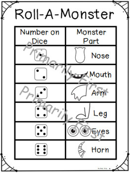 Roll-A-Monster ~ Graphing Activity by Primarily First | TpT