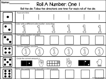 Roll A Number 1-10 Number Sense and Fluency Game by Kinderoo Kaptain