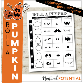 Preview of Roll A Pumpkin Halloween Game  - Fine Motor Activity, Halloween Party Activity