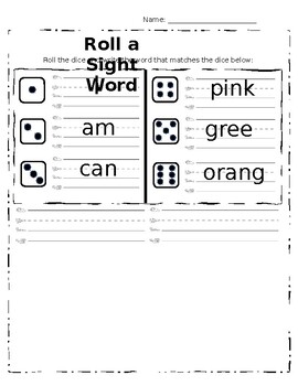 Preview of Roll A Sight Word