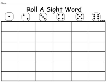 Roll A Sight Word BLANK by Primarily First Teachers Pay Teachers