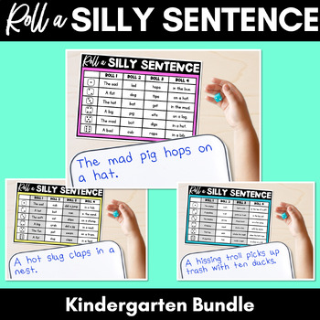 Preview of Decodable Sentences - Roll a Silly Sentence Phonics for Kindergarten Bundle