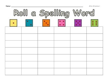 Roll A Spelling Word by KinderLifeGarden | Teachers Pay Teachers