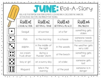 Roll-A-Story Digital Writing Activity - June by Lauralee Moose | TpT