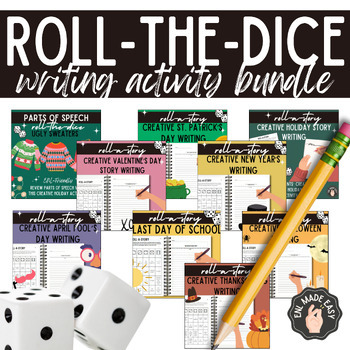 Preview of Roll A Story Creative Writing Holiday Activity Bundle