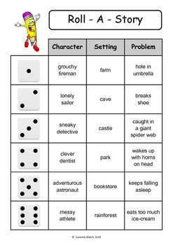 for nine grade english setting, problem. 9 cards plus  Roll  A Story character,