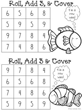 Roll, Add 1, 2, or 3 and Cover Halloween Themed in Black and White