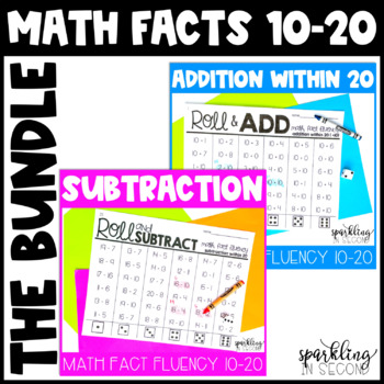 Preview of Addition and Subtraction Facts within 20-Math Fact Fluency BUNDLE