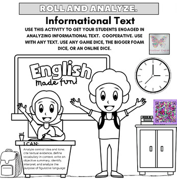 Preview of Roll & Analyze Informational Text EOC Prep Writing Fun Collaborative