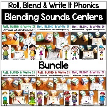 Preview of Blends and Digraphs, CVC + Roll & Read Write Blending and Segmenting Activities