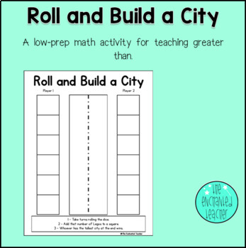 Preview of Roll & Build a City Greater Than , Less Than Game | Lego Math | Place Value