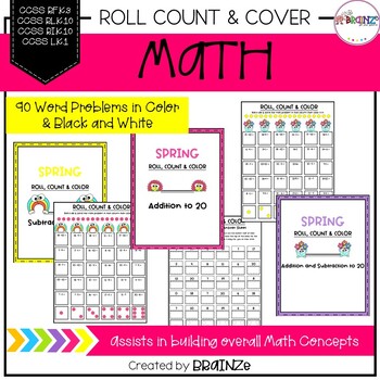 Preview of Roll, Count & Cover Worksheets | PreK to Grade 2 | Math Worksheet Activities