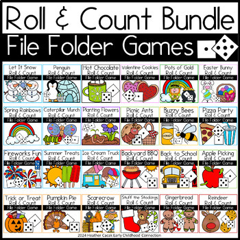 Preview of Roll & Count Math File Folder Center Games BUNDLE PreK-K