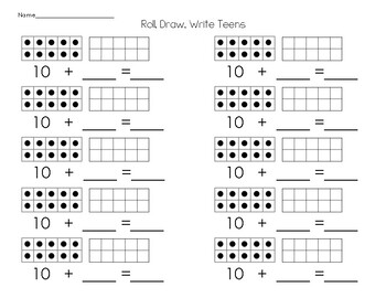 Roll, Draw, And Write Teen Numbers By Lilly Rogers 