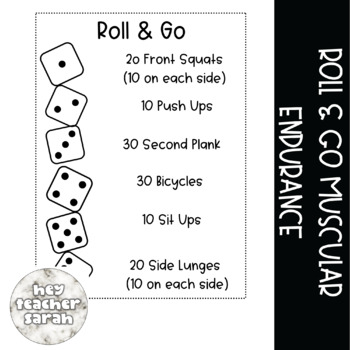 Preview of Roll & Go Muscular Endurance - Whole Group or Small Group Warm Up PE
