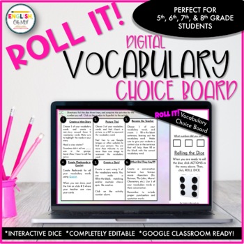 Preview of Roll It! Digital Vocabulary Choice Board | Distance Learning