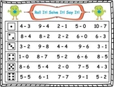 Roll It!  Solve It!  Say It! Subtraction Facts Fluency (0-10)