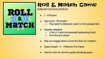 Preview of Roll & Match (Math Game)