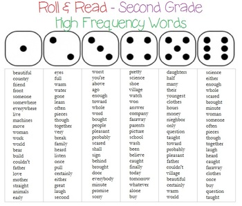 Preview of Roll & Read 2nd Grade High Frequency Words
