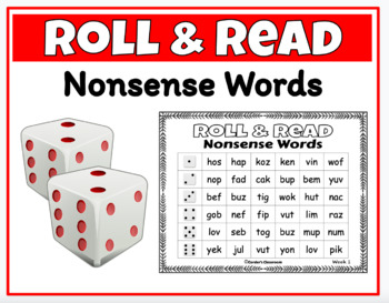 Preview of Roll & Read Nonsense Word Fluency | NWF Practice Game | NWF Activities