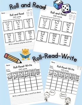 Roll-Read & Roll-Read-Write CVC words DECODABLE by Maria Lucas | TPT