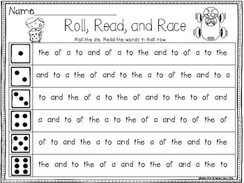roll read and race fry sight words 1 100 by heathers heart tpt