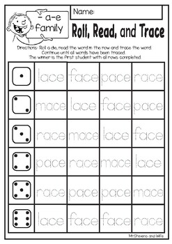 Roll, Read, and Trace - Game Worksheet - Long Vowels by Eslcity | TPT