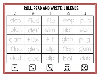 Preview of Roll, Read and Write CCVC {L BLENDS}