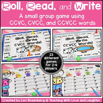 Preview of CCVC, CVCC, and CCVCC Words Roll, Read, and Write Small Group Game