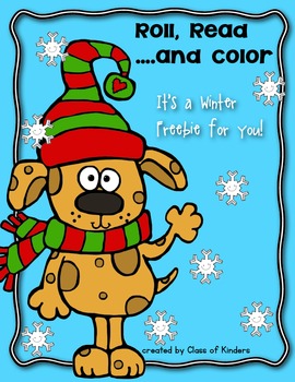 Preview of FREEBIE: Roll, Read and Color Winter Math Kindergarten