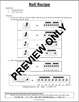 Drum Roll Recipe Poster by Band Fundamentals | TPT