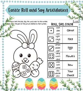 Preview of Roll, Say, Color Easter Articulation