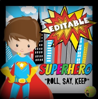 Preview of Roll, Say, Keep: Superhero Theme Editable