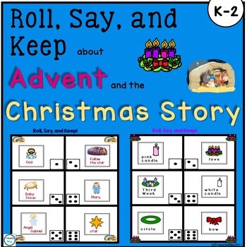 Preview of Roll Say and Keep Reading Game for Advent and the Christmas Story Words