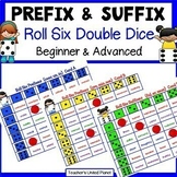 Prefix and Suffix Games/Activities - Roll Six Double Dice + Easel
