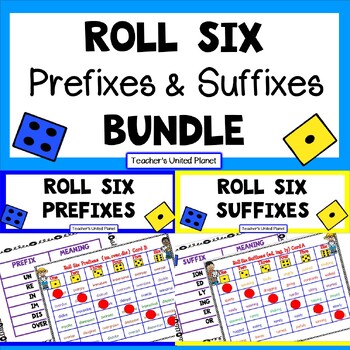 Preview of Prefix & Suffix Games/Activities - Roll Six - Science of Reading/OG + Easel